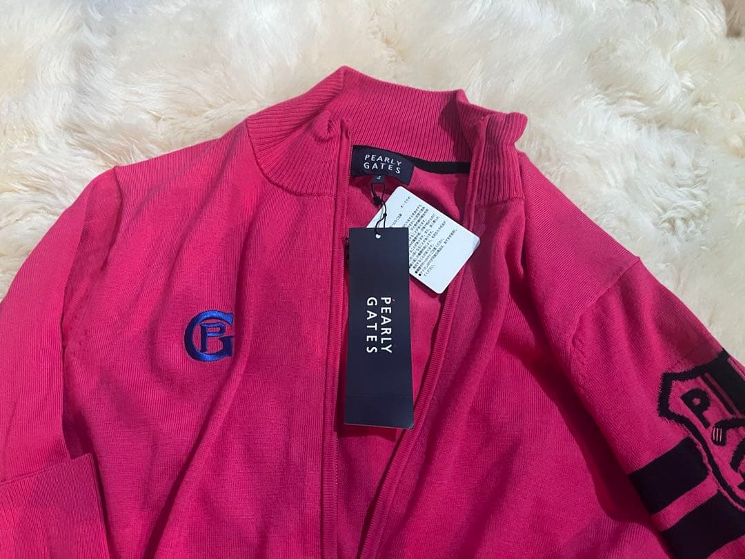 パーリーゲイツ 赤ピンクジップアップセーター サイズ4 カシミヤ100%