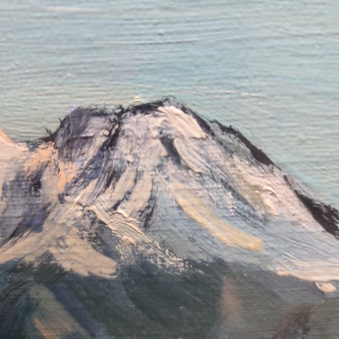 美品】 肉筆油彩風景画 銀飾額縁フレームつき「御嶽山初雪の情景」10