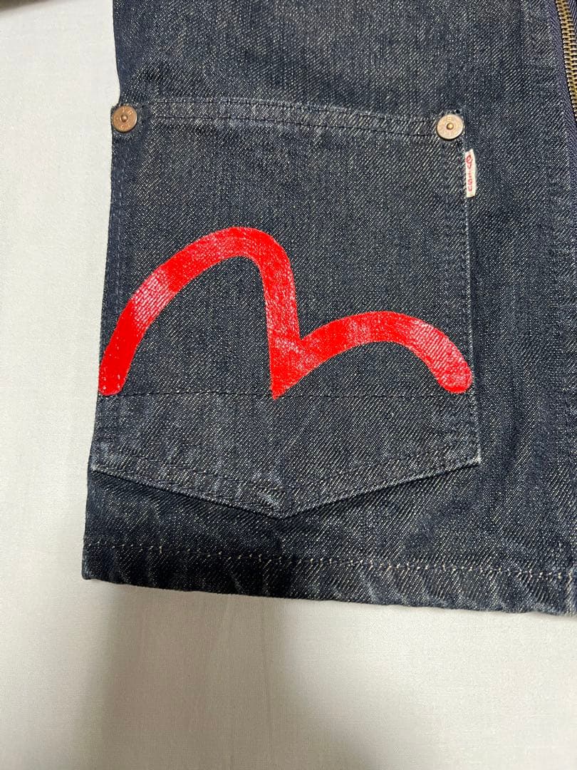 EVISU ライダースデニムジャケット 40サイズ 赤カモメ　Gジャン 裏地