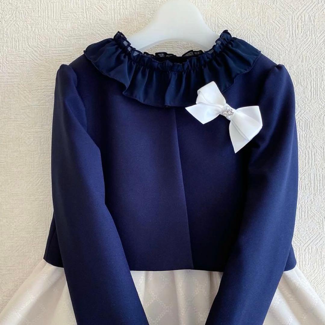 人気!!清楚 ネイビー＊120 入学 卒園 発表会 結婚式⋈女の子 フォーマル