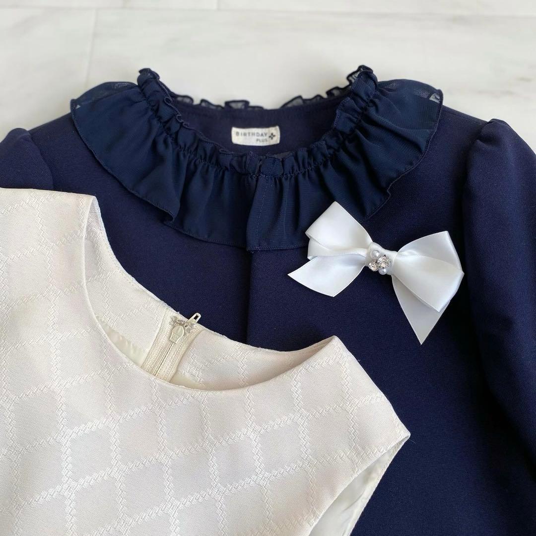 人気!!清楚 ネイビー＊120 入学 卒園 発表会 結婚式⋈女の子 フォーマル