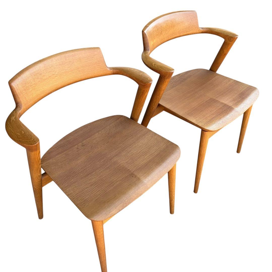 【美品】飛騨産業　SEOTO セミアームチェア（板座）KD201AN 2脚セット