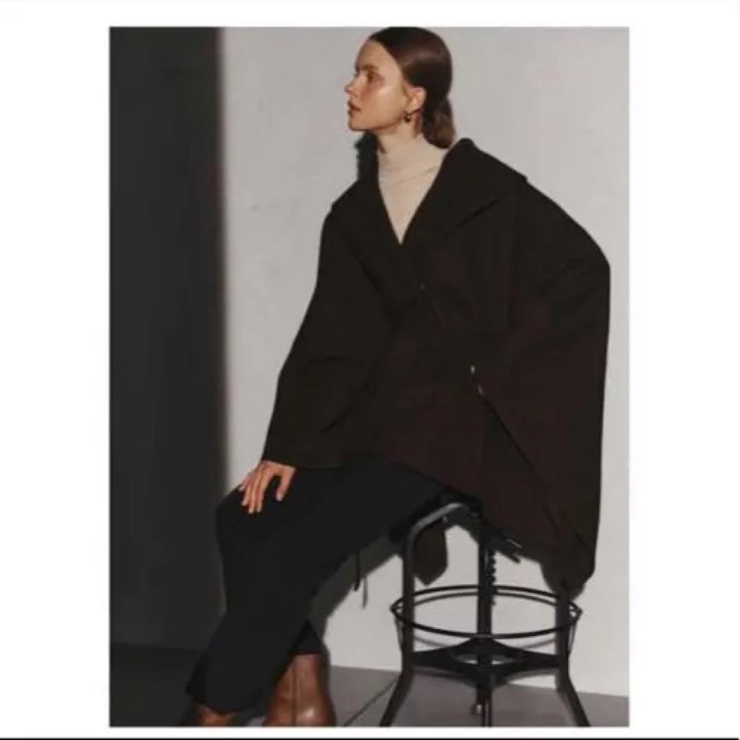 L'Or レギュラーヘムケープコート　ダークブラウン