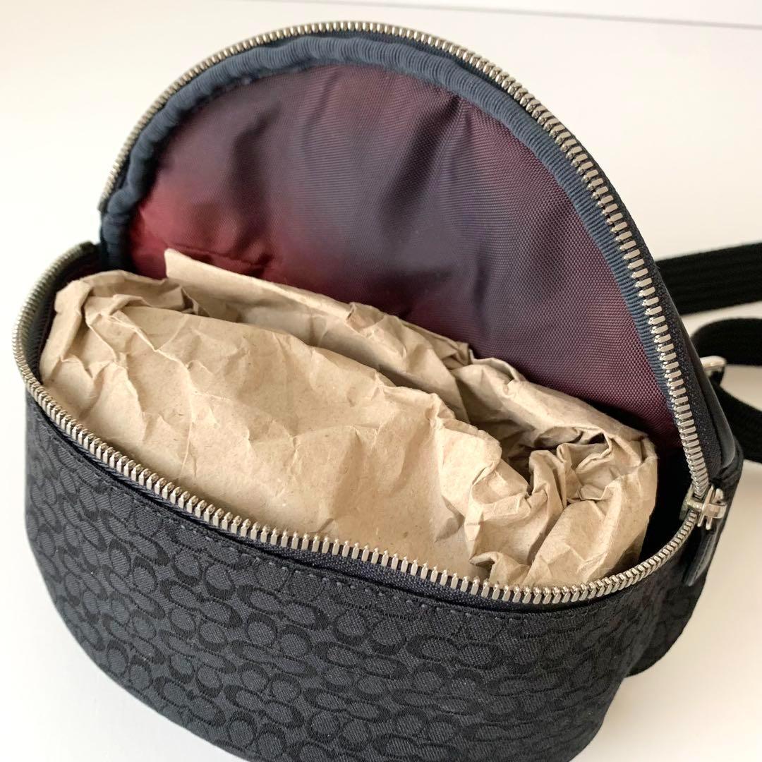 【COACH】コーチ　ウエストバッグ　ウエストポーチ　シグネチャー　黒　5093