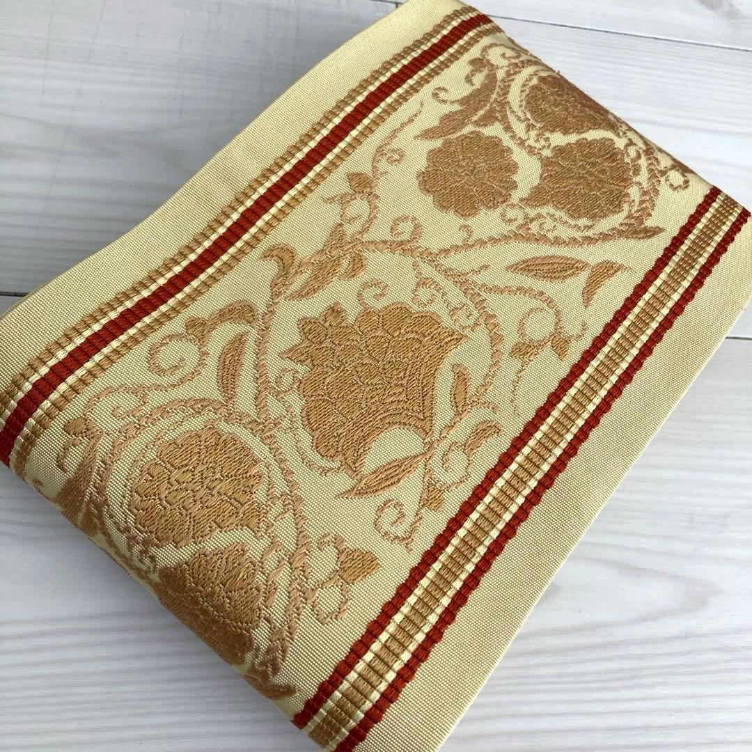 専用　　博多織　半幅帯　花唐草模様　織り出し　正絹　No.74-22