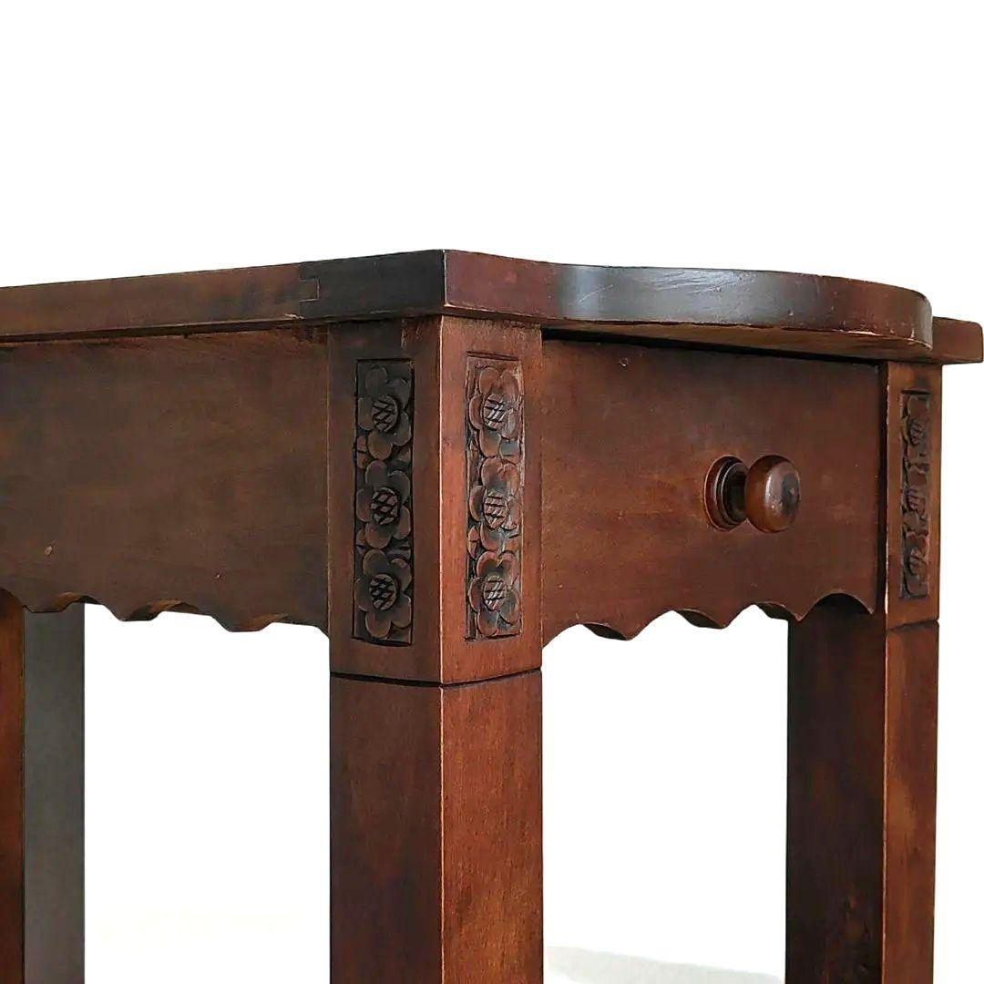 アンティーク 花台 可愛らしい 花柄 彫刻