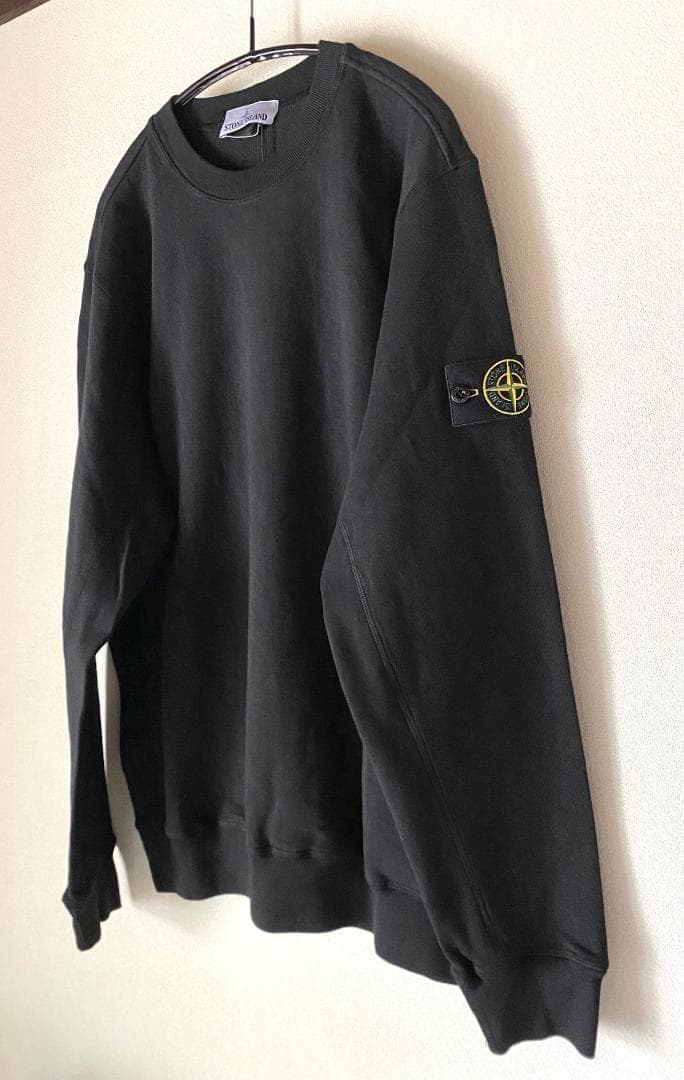 25SS【新品】STONE  袖ワッペンロゴ スウェット XL 黒色