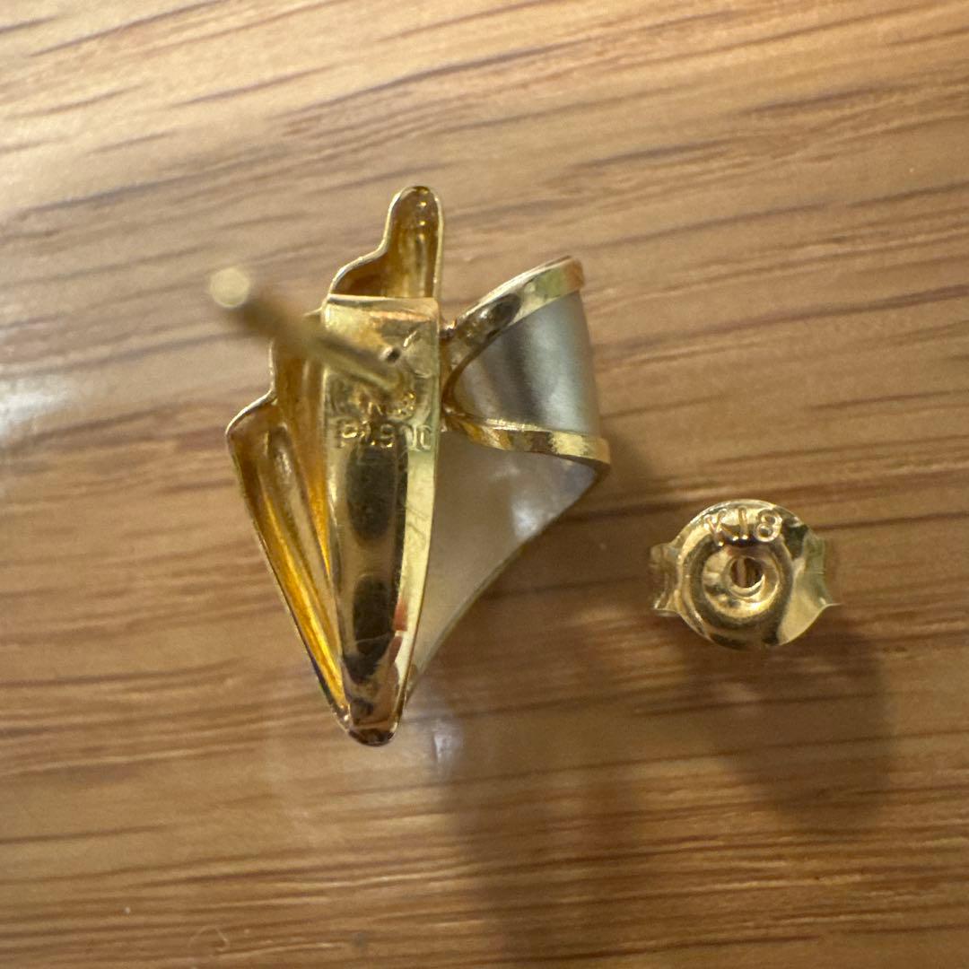 k18 pt900 片耳　ピアス　レトロ