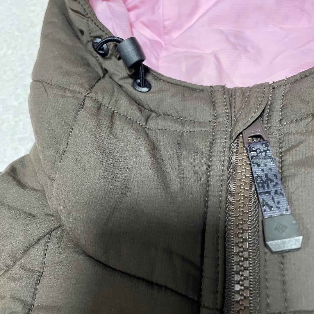 コロンビア hooded puffer jacket ダークブラウン　ピンク　M