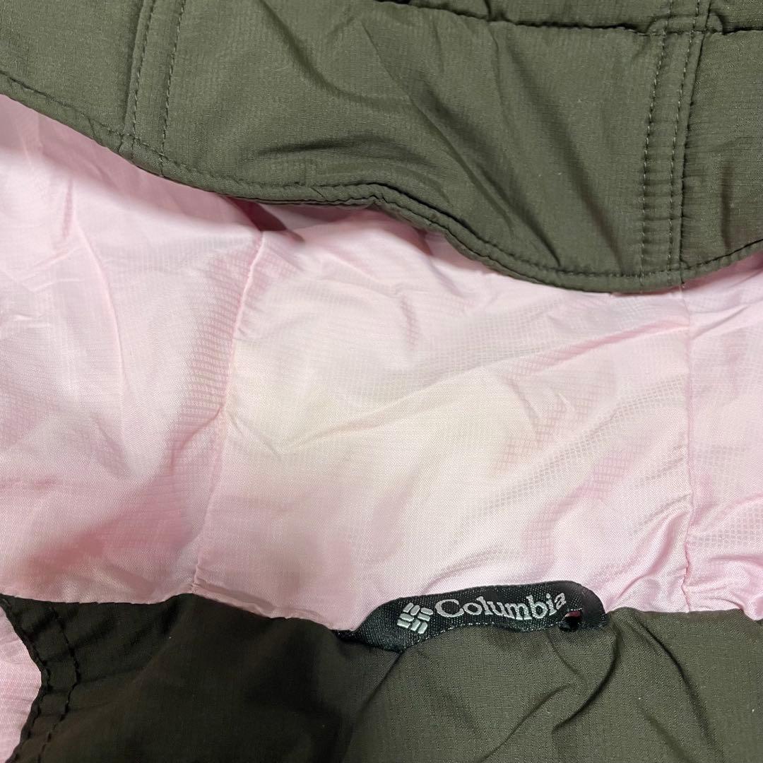 コロンビア hooded puffer jacket ダークブラウン　ピンク　M