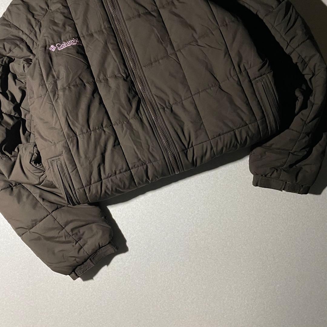 コロンビア hooded puffer jacket ダークブラウン　ピンク　M