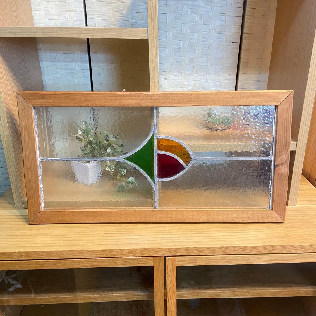 ステンドグラス　アンティーク　イギリス　窓　31×60.5cm