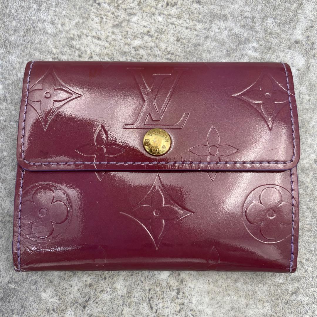 【希少】ルイヴィトン ヴェルニ 折り財布 紫 レッド系
