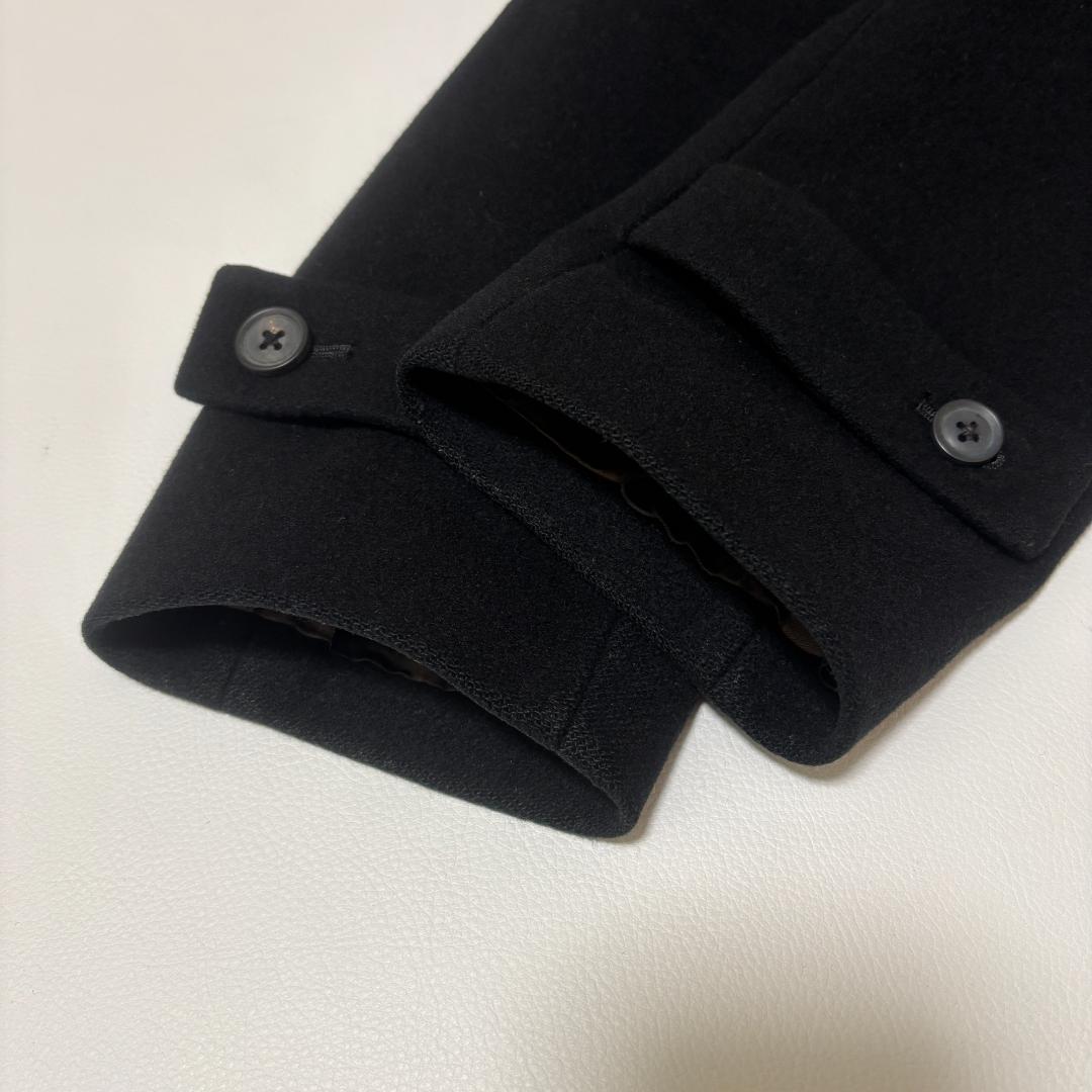 【カシミヤ混】カルバンクライン ステンカラーコート 比翼ボタン XL ブラック