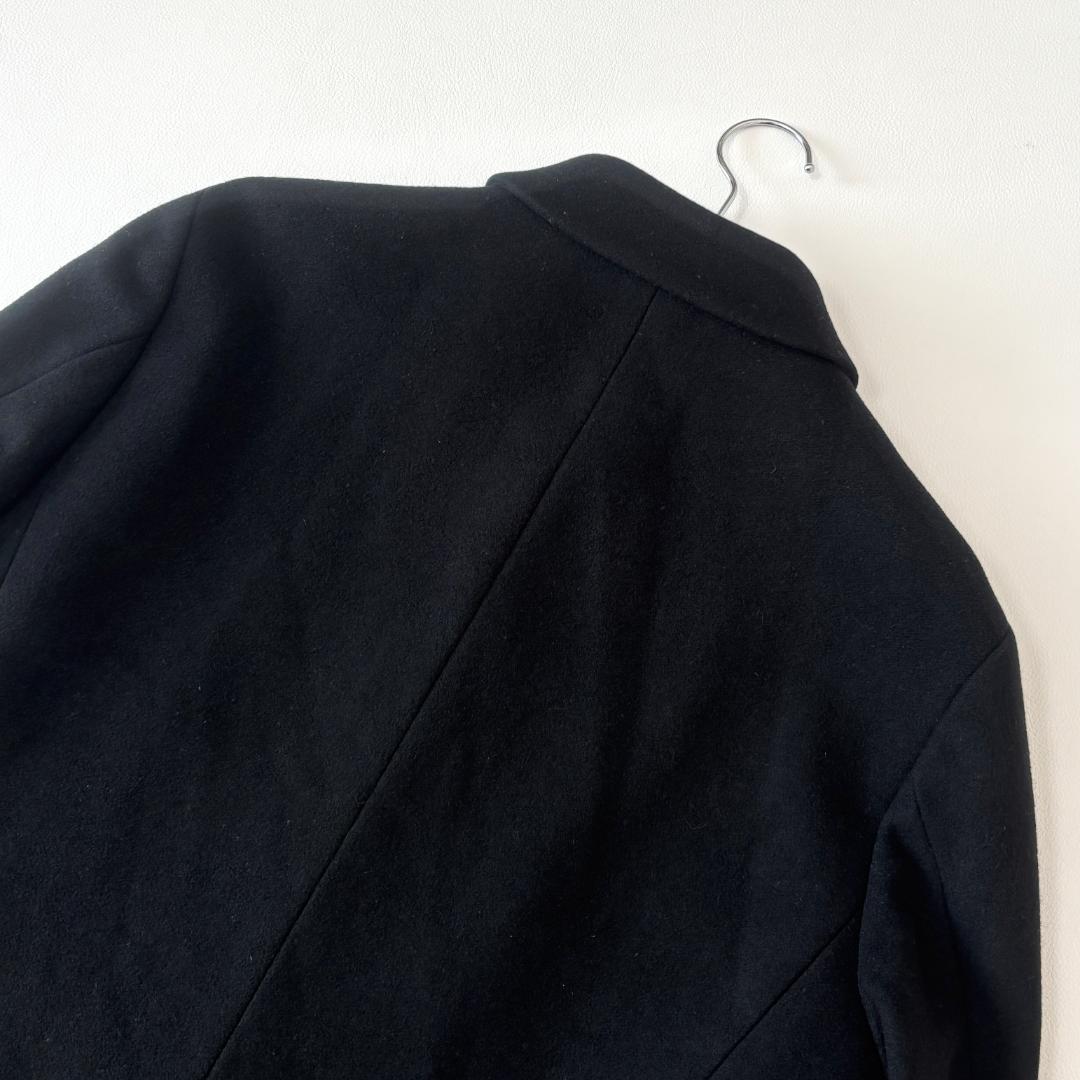 【カシミヤ混】カルバンクライン ステンカラーコート 比翼ボタン XL ブラック