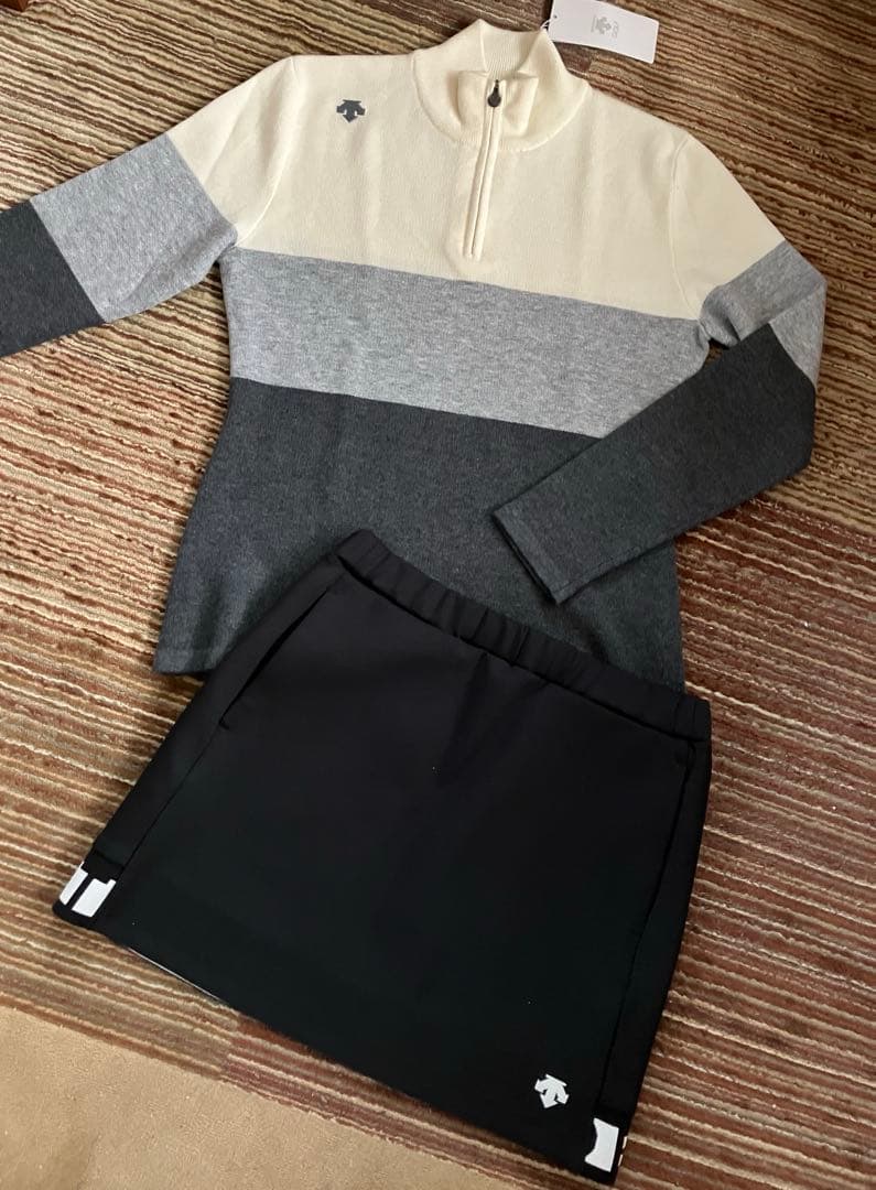 タグ付き】DESCENTE GOLF ハーフジップ モックネック ニット