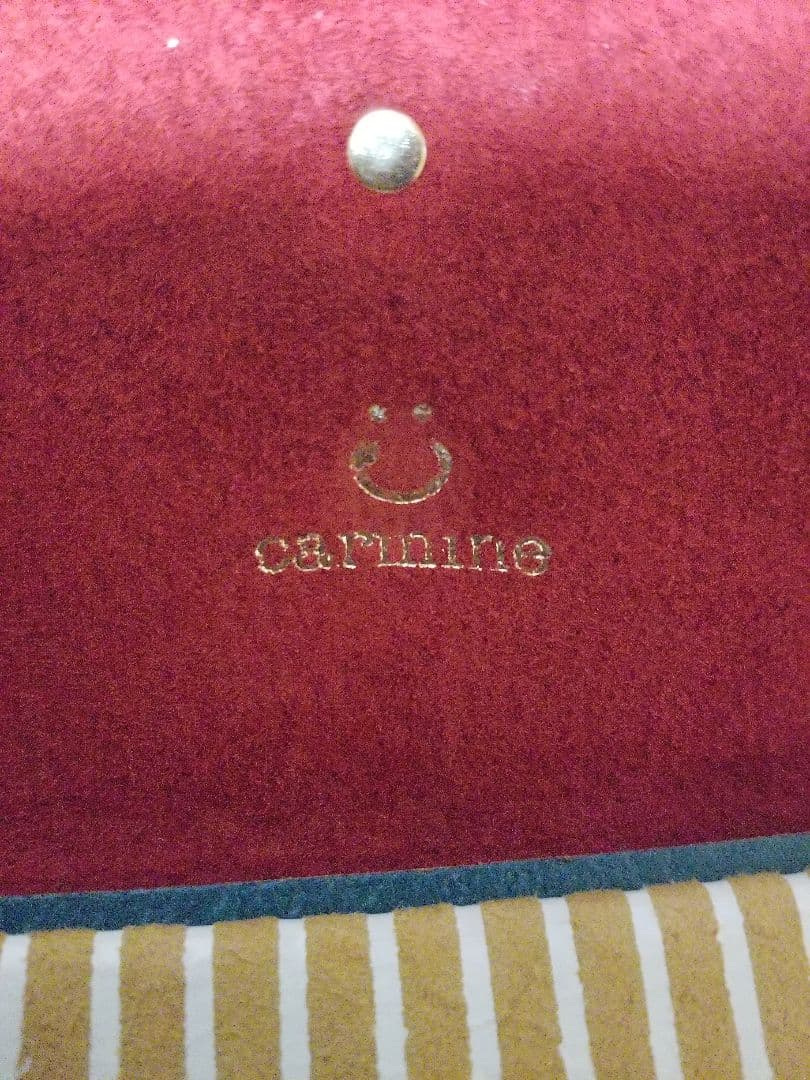 カーマイン　長財布　レザー　ハリネズミ　ブロックチェック×ドット　日本製