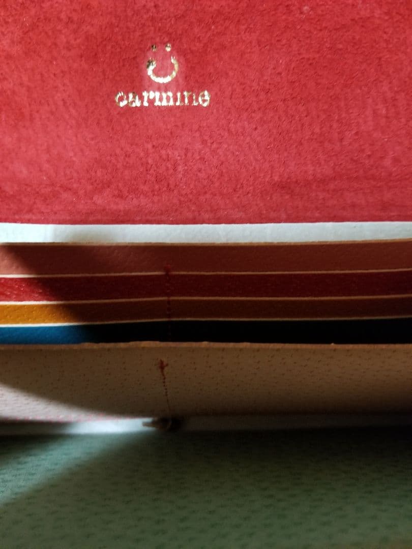 カーマイン　長財布　レザー　ハリネズミ　ブロックチェック×ドット　日本製