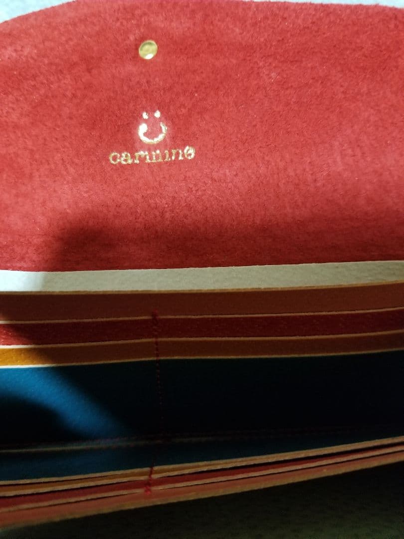 カーマイン　長財布　レザー　ハリネズミ　ブロックチェック×ドット　日本製