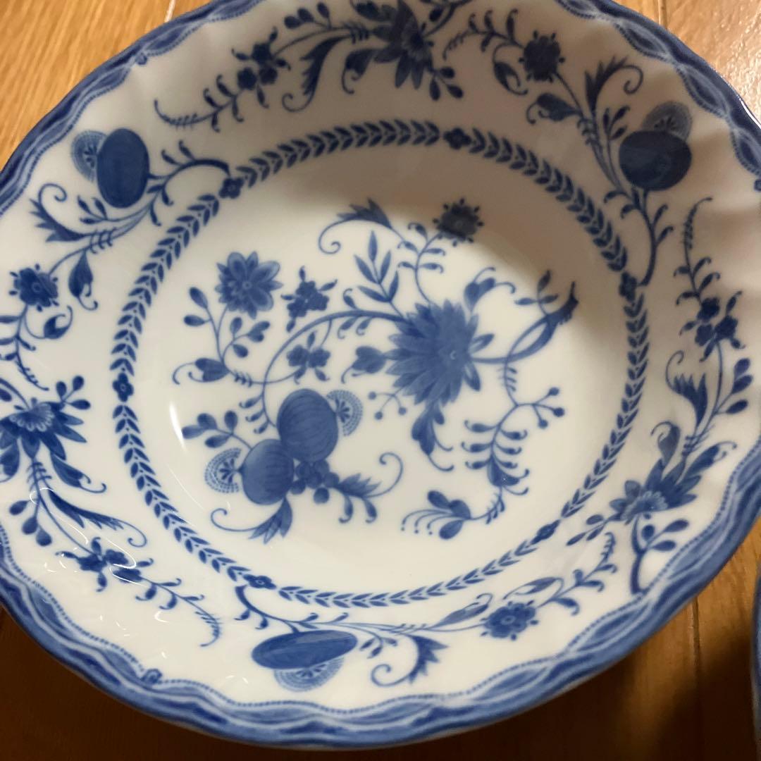 ザクセンブルー シチューセット 花柄の陶器皿 10枚セット 2種類各5枚