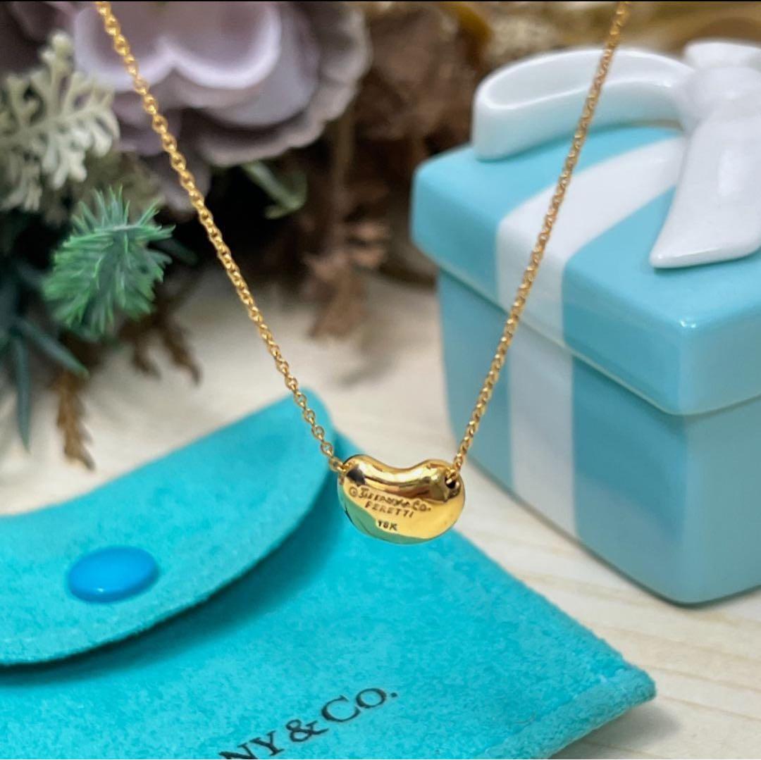 ティファニー ビーンネックレス K18 YG 3.0g 10mm ペンダント