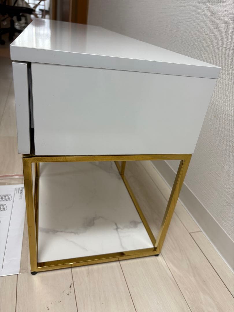 【美品】フランフラン　レーヌテレビボード2 TV台　大理石調　ゴールドフレーム