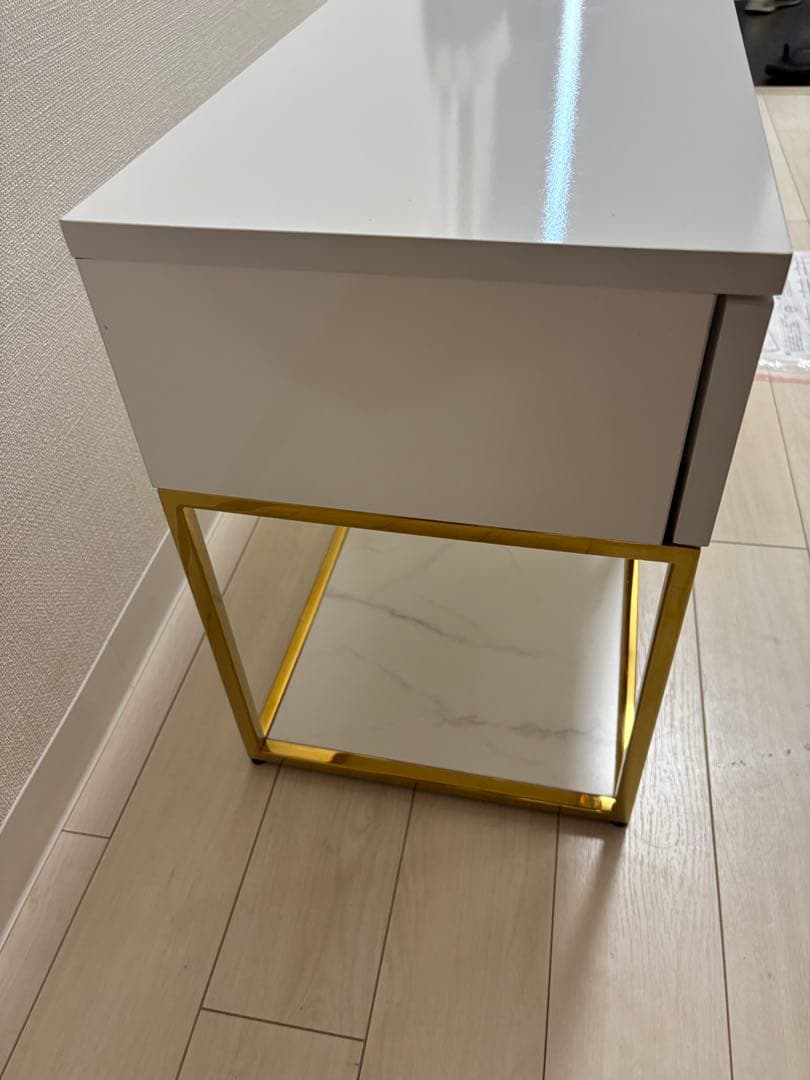 【美品】フランフラン　レーヌテレビボード2 TV台　大理石調　ゴールドフレーム