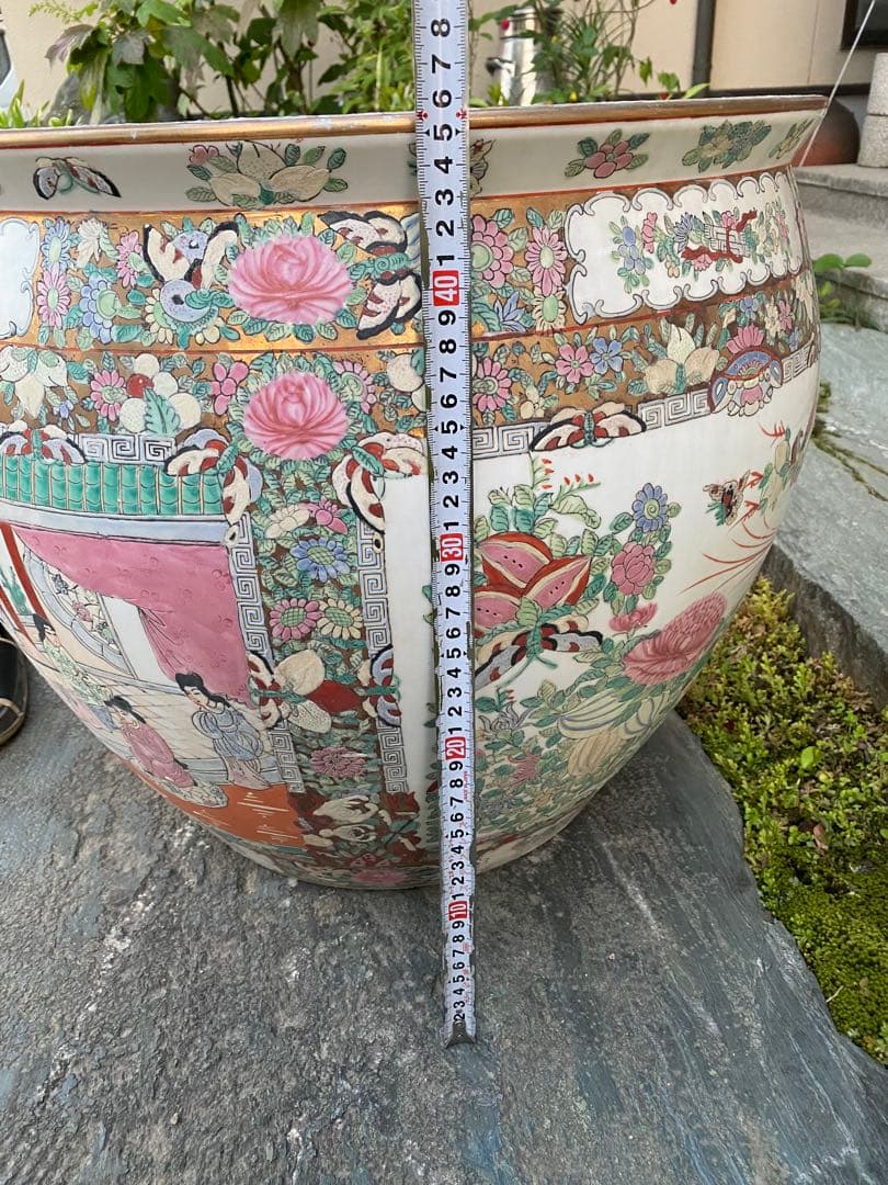 乾隆年製　水鉢　大型　睡蓮鉢　中国　金魚鉢　壺　骨董