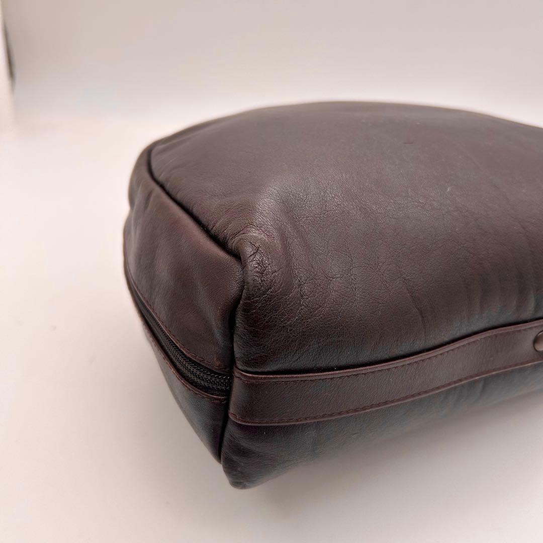 良品　ヨーガンレール　ハンドバッグ　持ち手編み込み　オールレザー　ブラウン