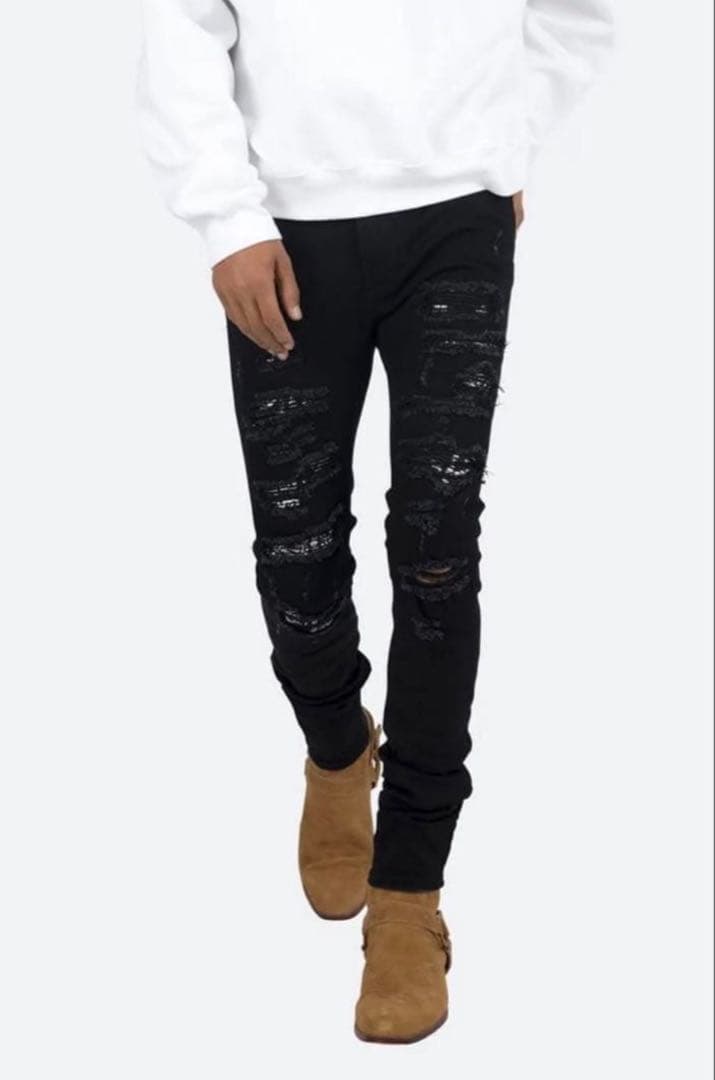 mnmlダメージ加工スキニーデニム ブラック 楽天市場】mnml デニム ミニマル ジーンズ ダメージ ジーンズ ダメージ