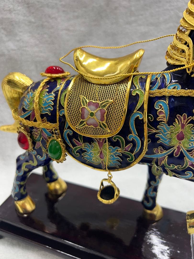 中国工芸 七宝焼 馬 金工細工馬置物 - メルカリ