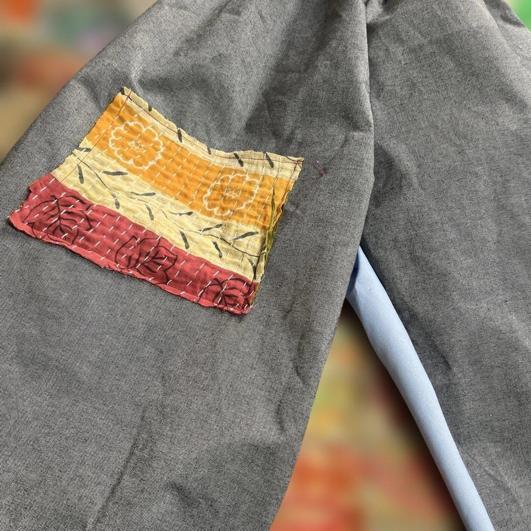 カラフル刺し子もんぺ手作バルーンパンツ播州織木綿 昭和ハンドメイド