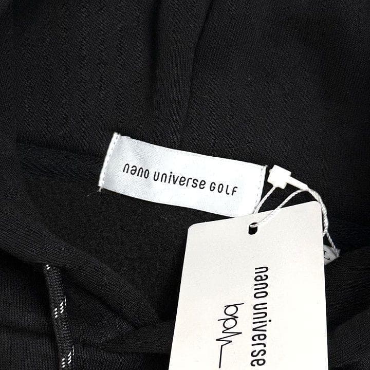 新品 ナノユニバース ゴルフ 裏起毛 ヘビーウェイト パーカー 黒 L