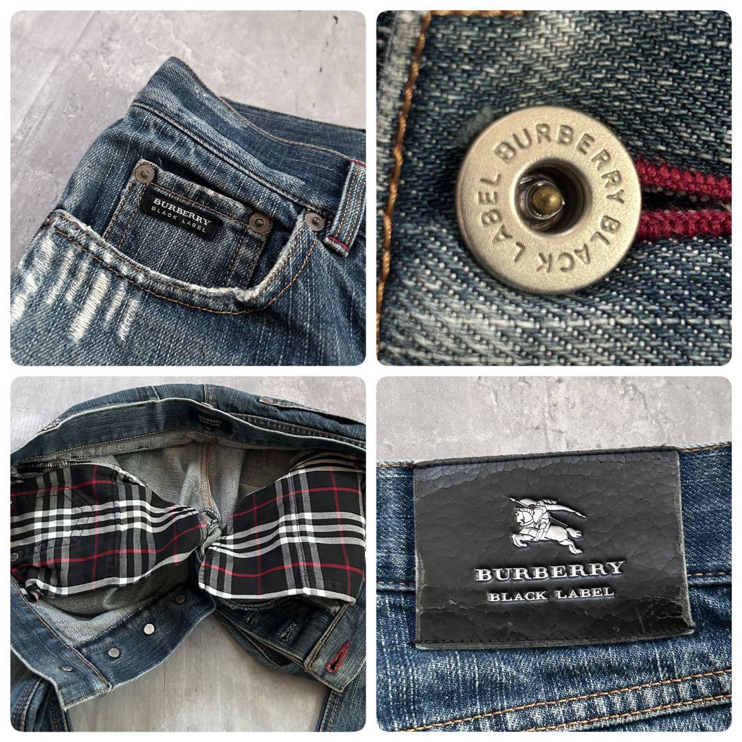 C115 バーバリーブラックレーベル シャドーノバチェック デニムパンツ Y2K