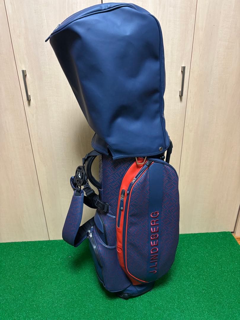 J.Lindeberg キャディバッグ ネイビー/レッド　スタンド式