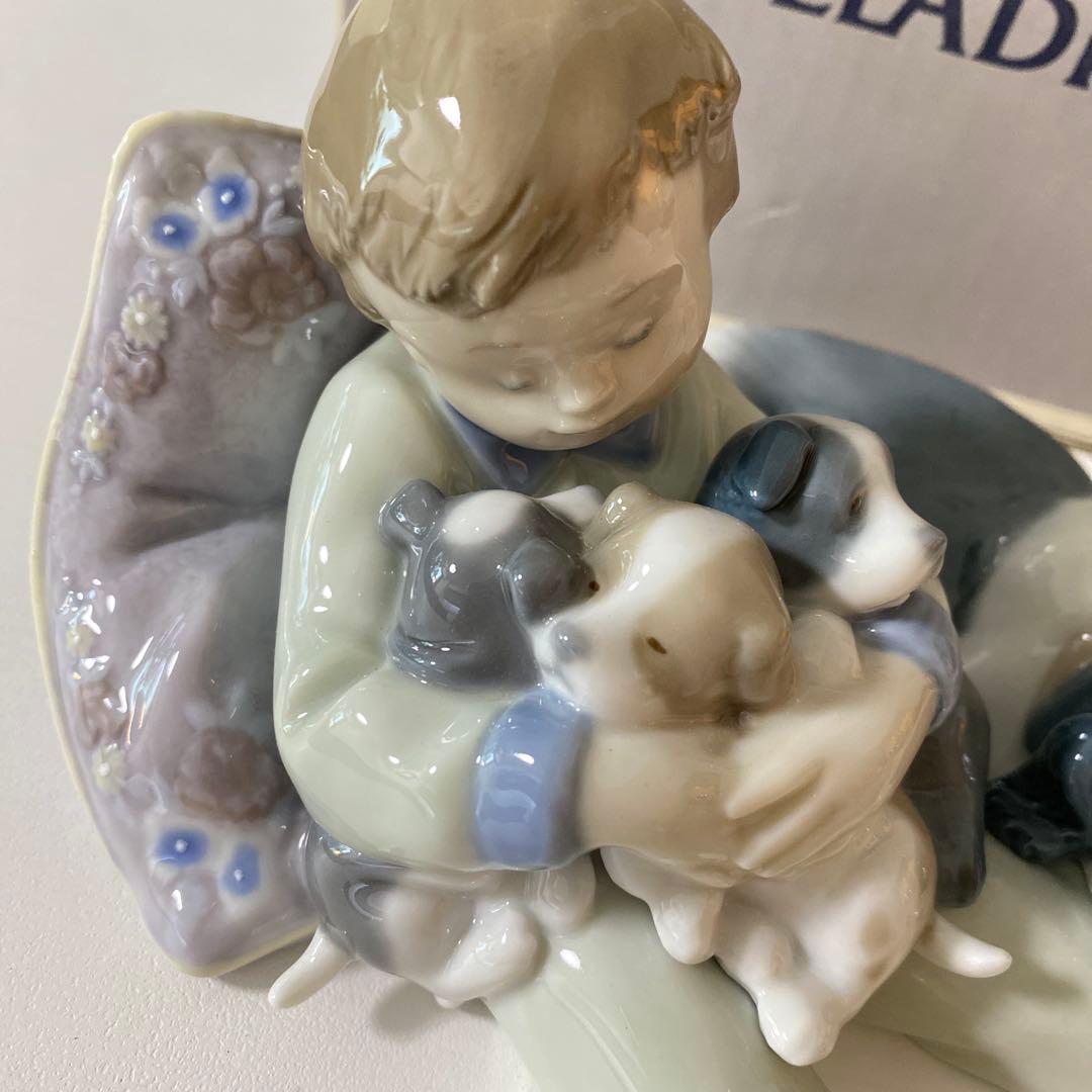 リアドロ　置物　子犬と少年　美品　子ども　犬