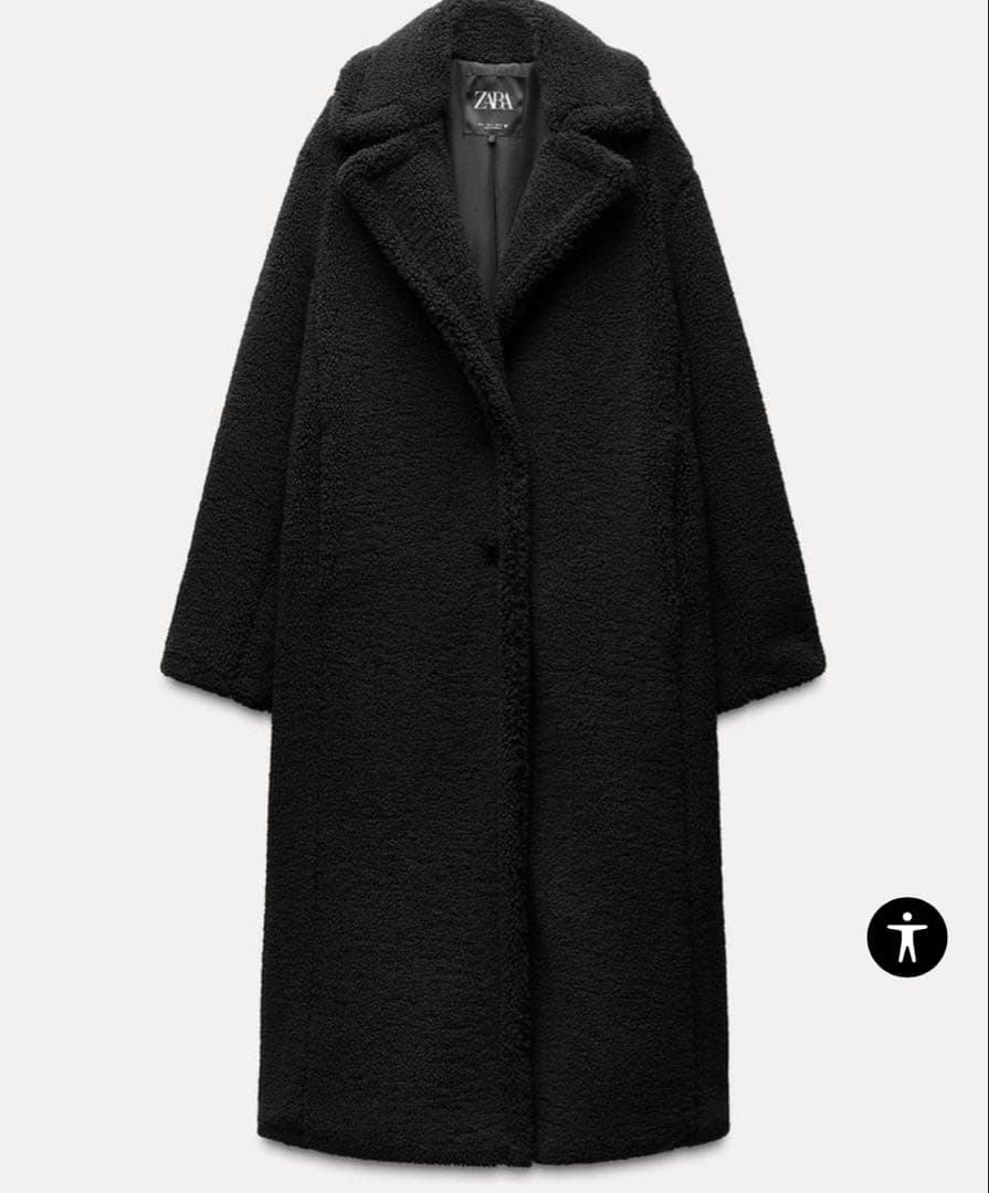 美品】ZARA ロング丈ボアコート/ブラック - メルカリ