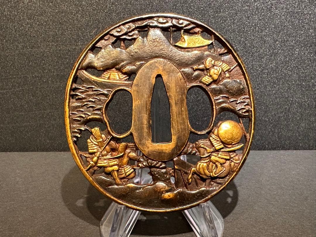 武者図　源平合戦　鍔(つば)