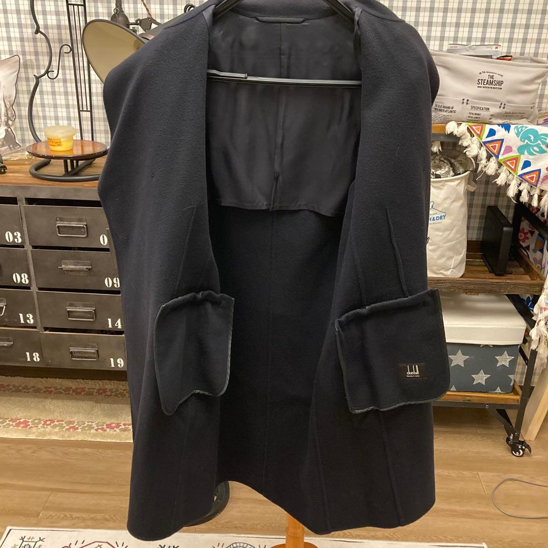 ダンヒル ダブルチェスターコート ダブルブレスト ネイビー イタリア製