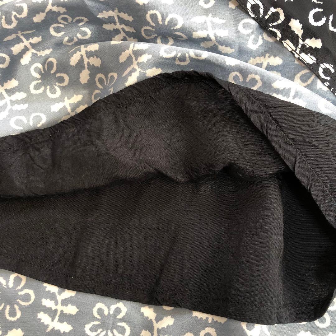 ヌキテパ FLOWER PRINT TUCK GATHER SKIRT ブラック