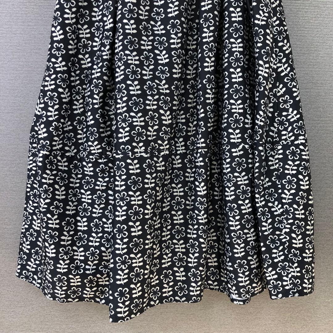ヌキテパ FLOWER PRINT TUCK GATHER SKIRT ブラック