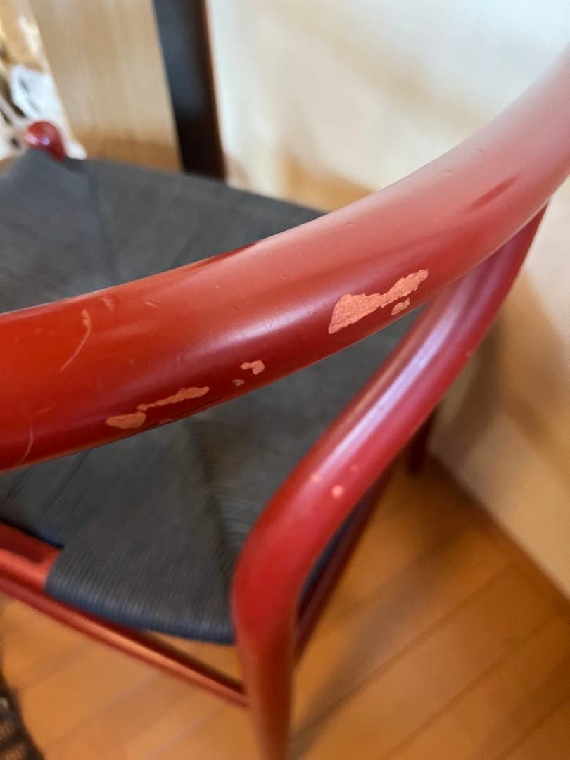 再値下げしました。北欧家具。カールハンセンの、Ｙチェア朱のラッカー仕上げ。