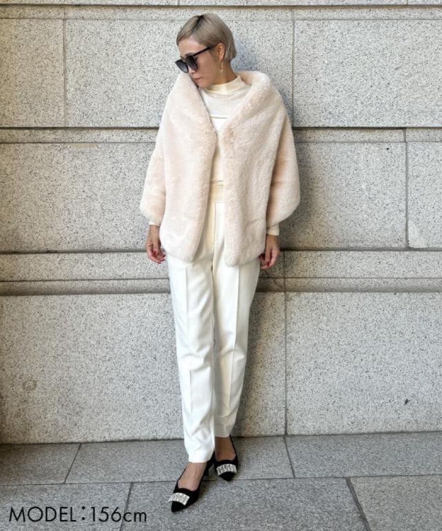 JENNE リッチボリュームファーケープ アイボリー【新品・未使用】