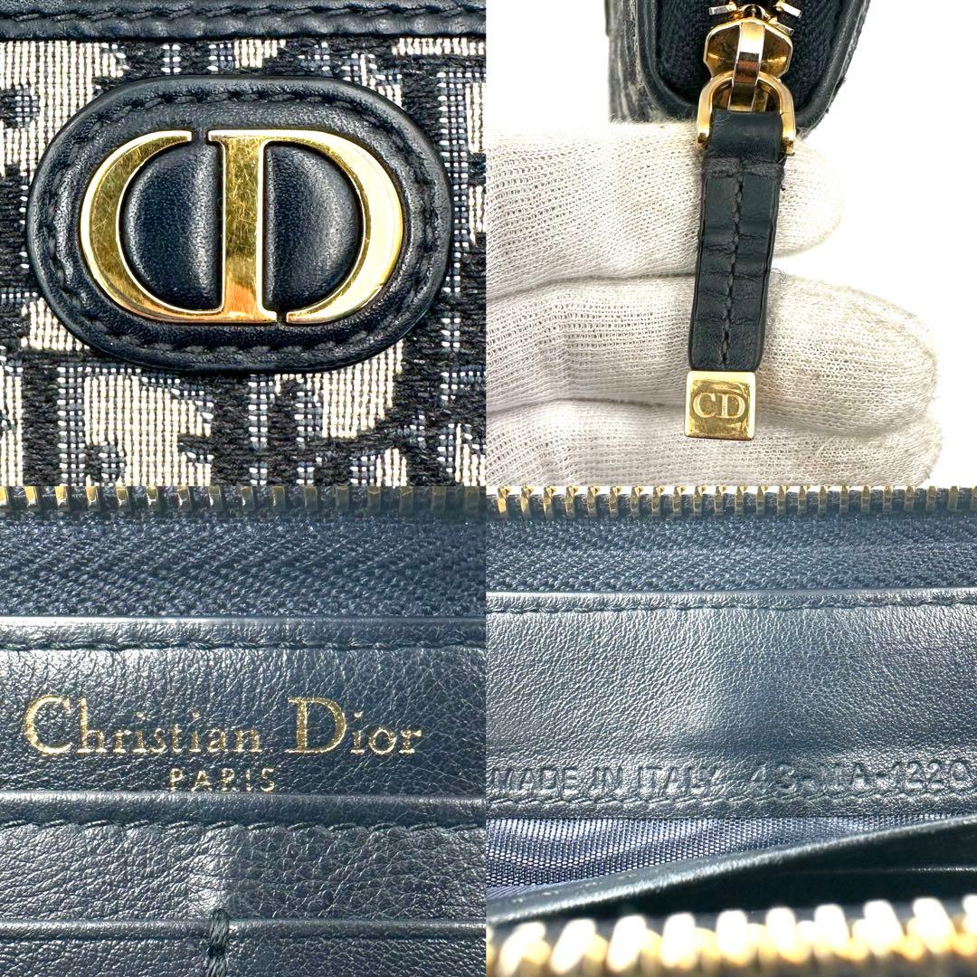 《極美品》 現行 Dior オブリーク ロゴジャガード ラウンドファスナー長財布