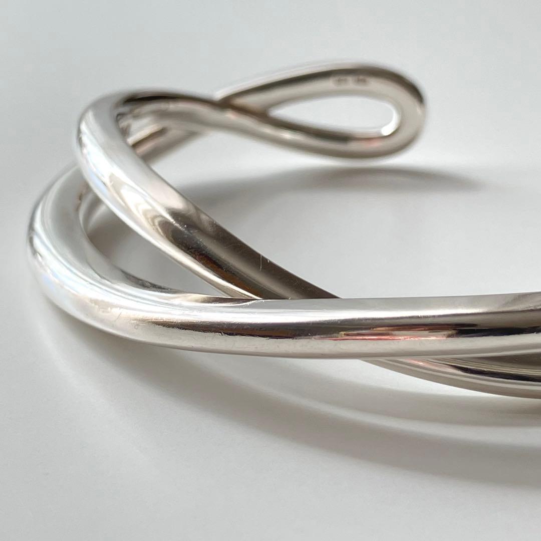 ete ボリューム クロス バングル シルバー