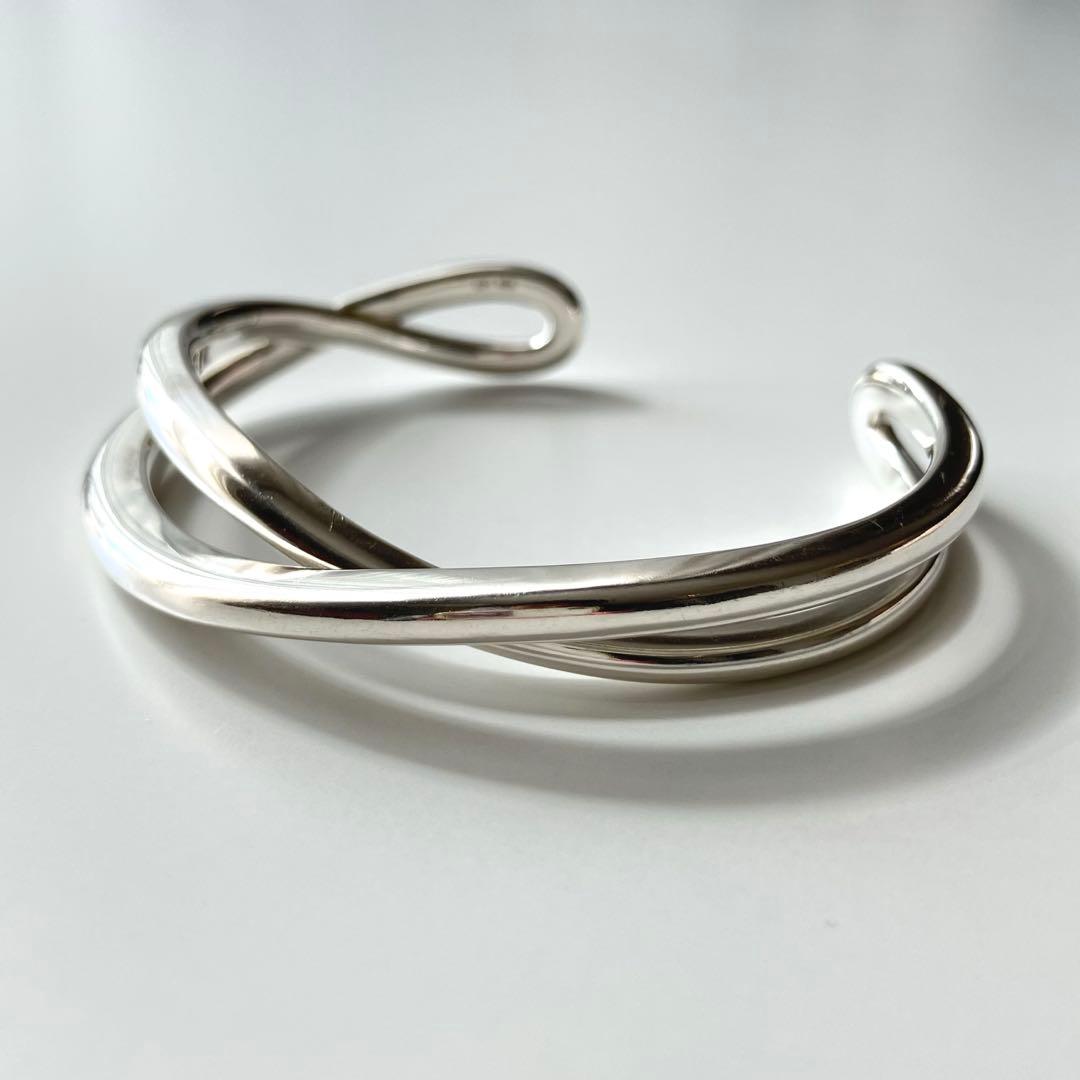 ete ボリューム クロス バングル シルバー