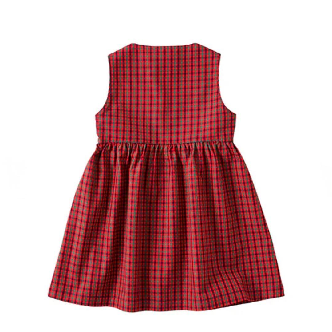 現行美品/familiarファミリア/シャツチェックワンピースジャンパースカート