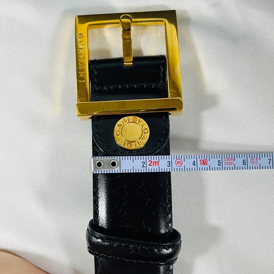 Bvlgari ブルガリ　黒レザーベルト 金色バックル　ユニセックス