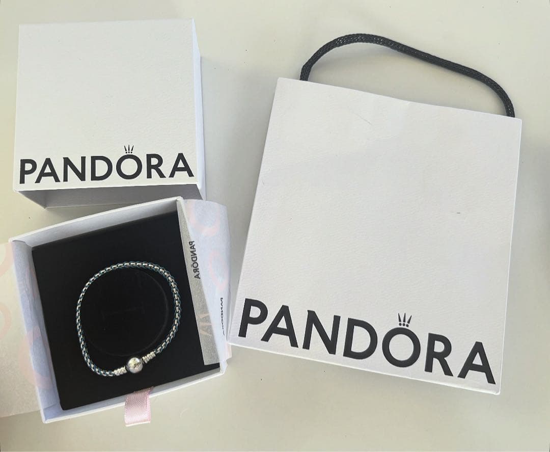 アクセサリー Pandora Blue Cord Snake Chain Bracelet