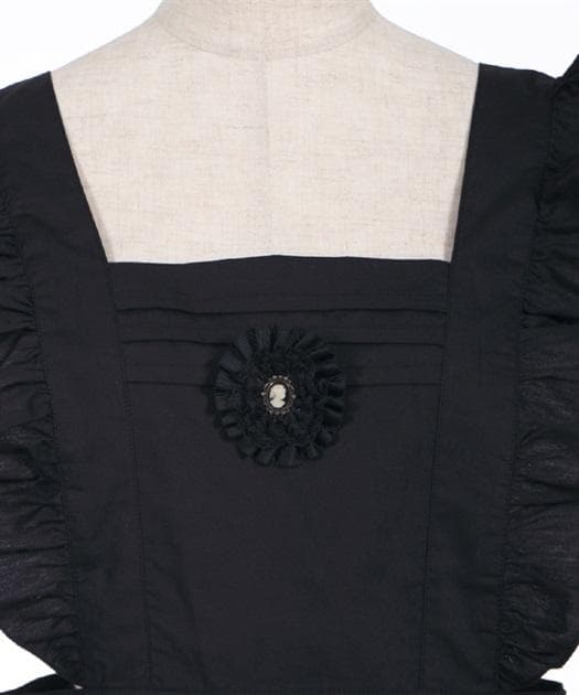 272◇カメオブローチフリルエプロン 黒 axes femme アクシーズ
